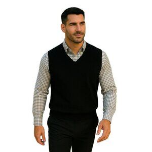 Peter Millar V-Neck Navy Blue Sleeveless Sweater Vest Mens XL 100% Merino Wool